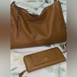 Coach Camel Leather Purse & Wallet Set